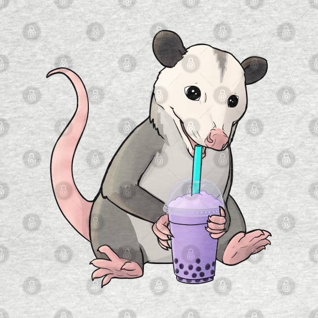 Possum with bubble tea by Mehu Art